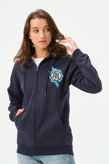 NAVY DRAGON BALLZ ZIPPER HOODIE FOR WOMENS