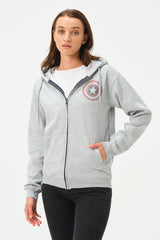 HEATHER GREY CAPTAIN AMERICA ZIPPER HOODIE FOR WOMENS