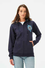 NAVY DRAGON BALLZ ZIPPER HOODIE FOR WOMENS