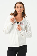 WHITE PARADISE SUXO ZIPPER HOODIE FOR WOMENS