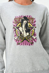 HEATHER GREY STARGIRL SWEATSHIRT FOR WOMENS