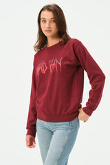 MAROON BAD BIN SWEATSHIRT FOR WOMENS