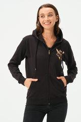 BLACK SAMURAI ZIPPER HOODIE FOR WOMENS