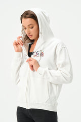 WHITE PARADISE SUXO ZIPPER HOODIE FOR WOMENS