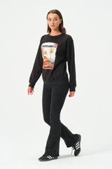 BLACK BEACHTIME SWEATSHIRT FOR WOMENS