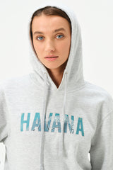 HEATHER GREY HAVANA CUBA HOODIE FOR WOMENS