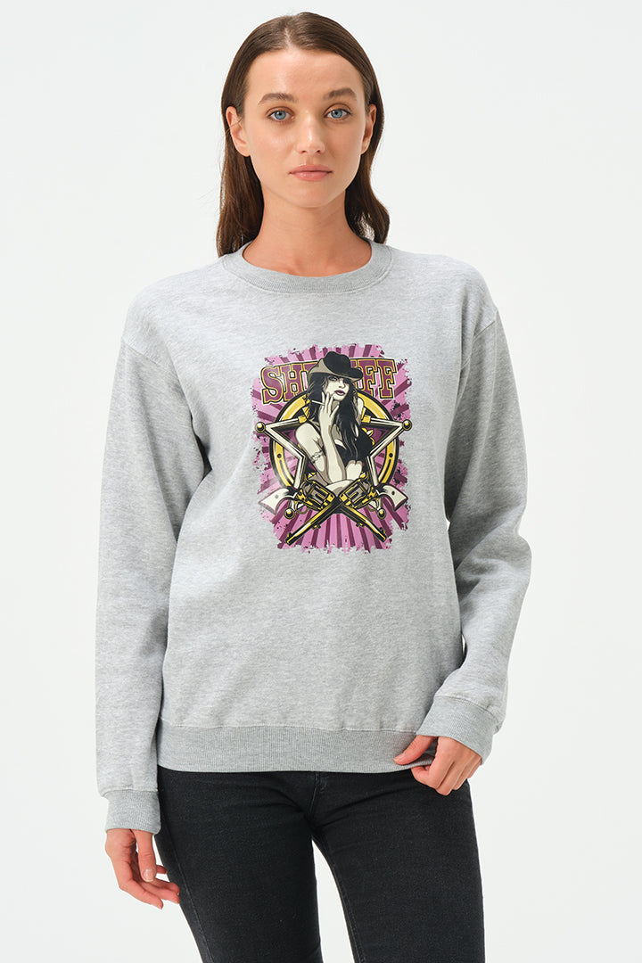 HEATHER GREY STARGIRL SWEATSHIRT FOR WOMENS