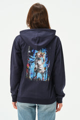 NAVY DRAGON BALLZ ZIPPER HOODIE FOR WOMENS